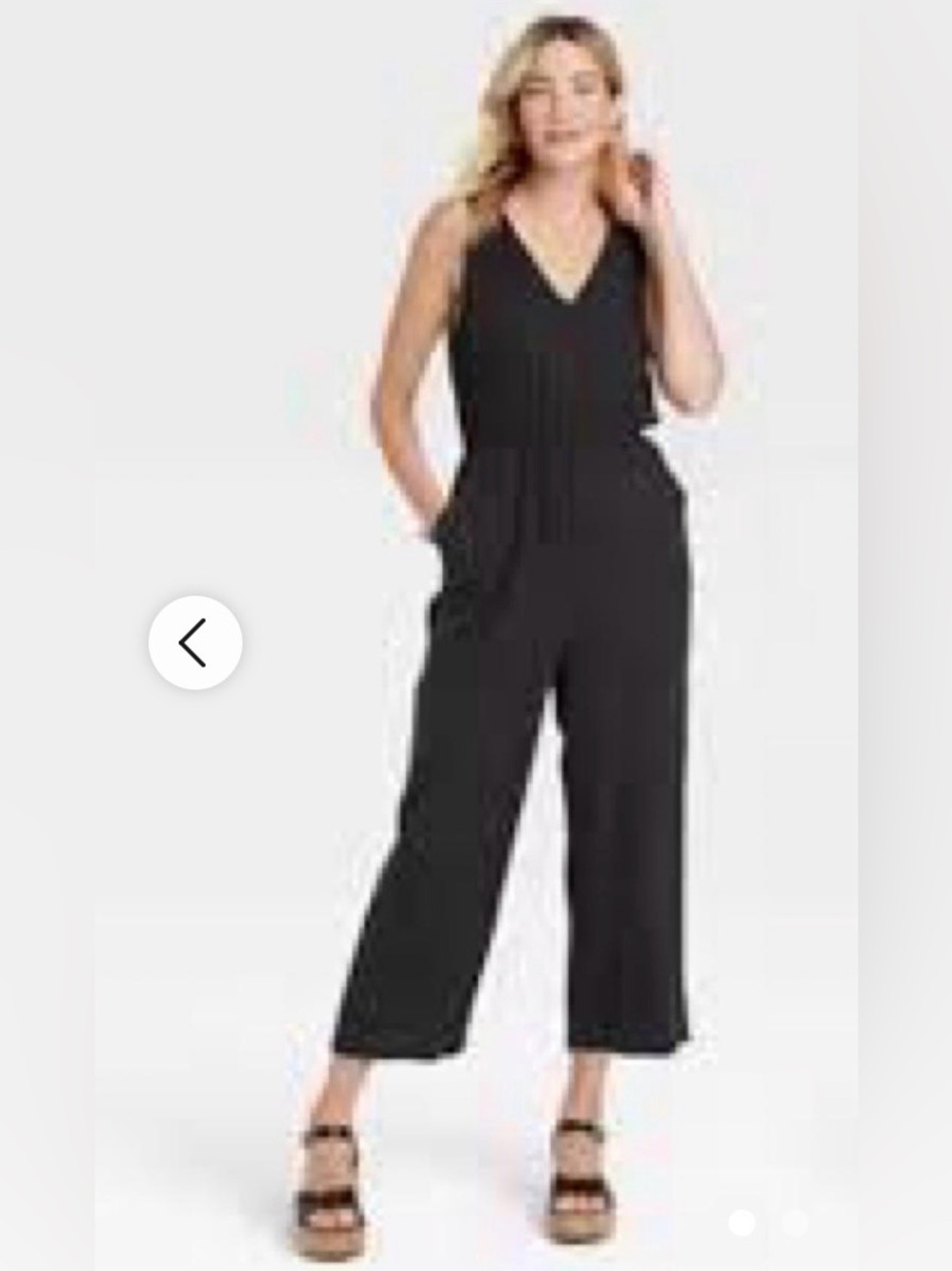 all in motion Black Sleeveless V‑Neck Wide‑Leg Cropped Jumpsuit